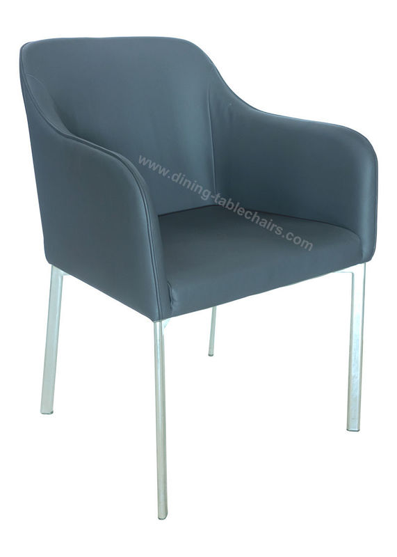 Robust Legs PU Dining Chairs , Elegant Chrome Office Chair Maintain Free